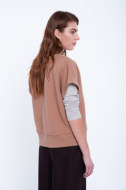 Beige wool deep jersey vest
