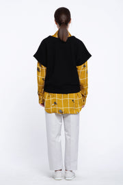 Black wool deep jersey vest