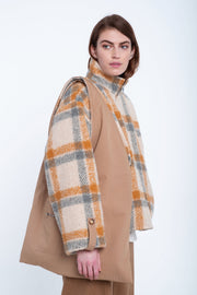 Beige&grey alpaca blanket reversible bag