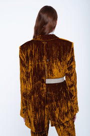 Gold velvet open back jacket