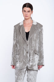 Silver velvet open back jacket