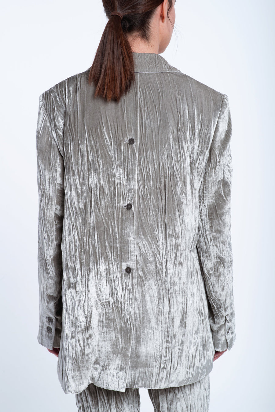 Silver velvet open back jacket
