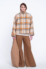 Beige&grey alpaca revesible jacket