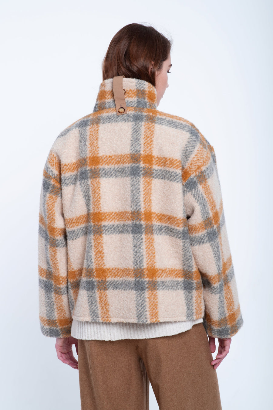 Beige&grey alpaca revesible jacket
