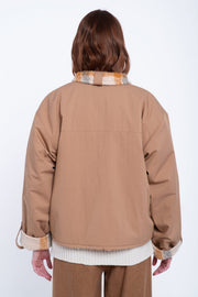 Beige&grey alpaca revesible jacket