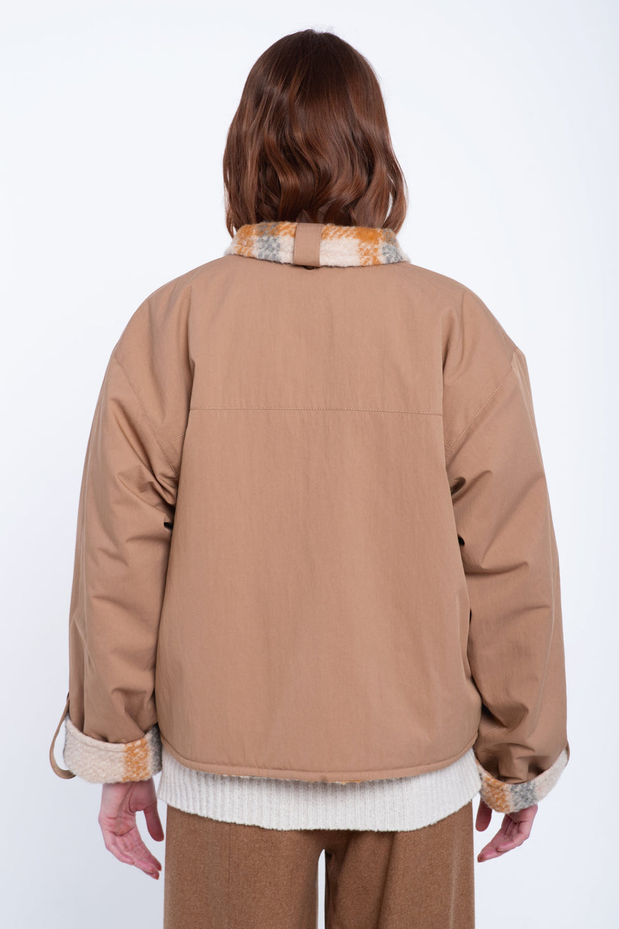 Beige&grey alpaca revesible jacket