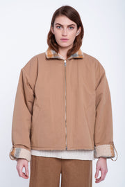 Beige&grey alpaca revesible jacket