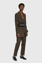 Black calf leather multi-strap bag