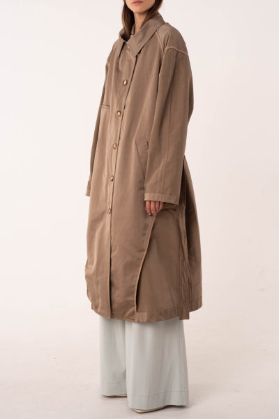 Beige cotton reversible trench coat