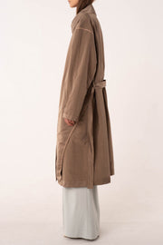 Beige cotton reversible trench coat