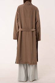 Beige cotton reversible trench coat