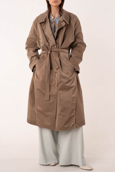 Beige cotton reversible trench coat