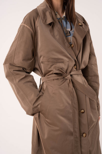 Beige cotton reversible trench coat