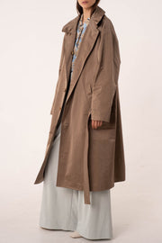 Beige cotton reversible trench coat