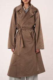 Beige cotton reversible trench coat