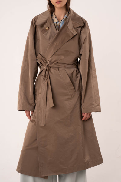 Beige cotton reversible trench coat