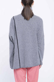 Grey cashmere turtleneck with black detail