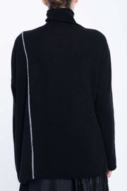 Black cashmere turtleneck with grey detail