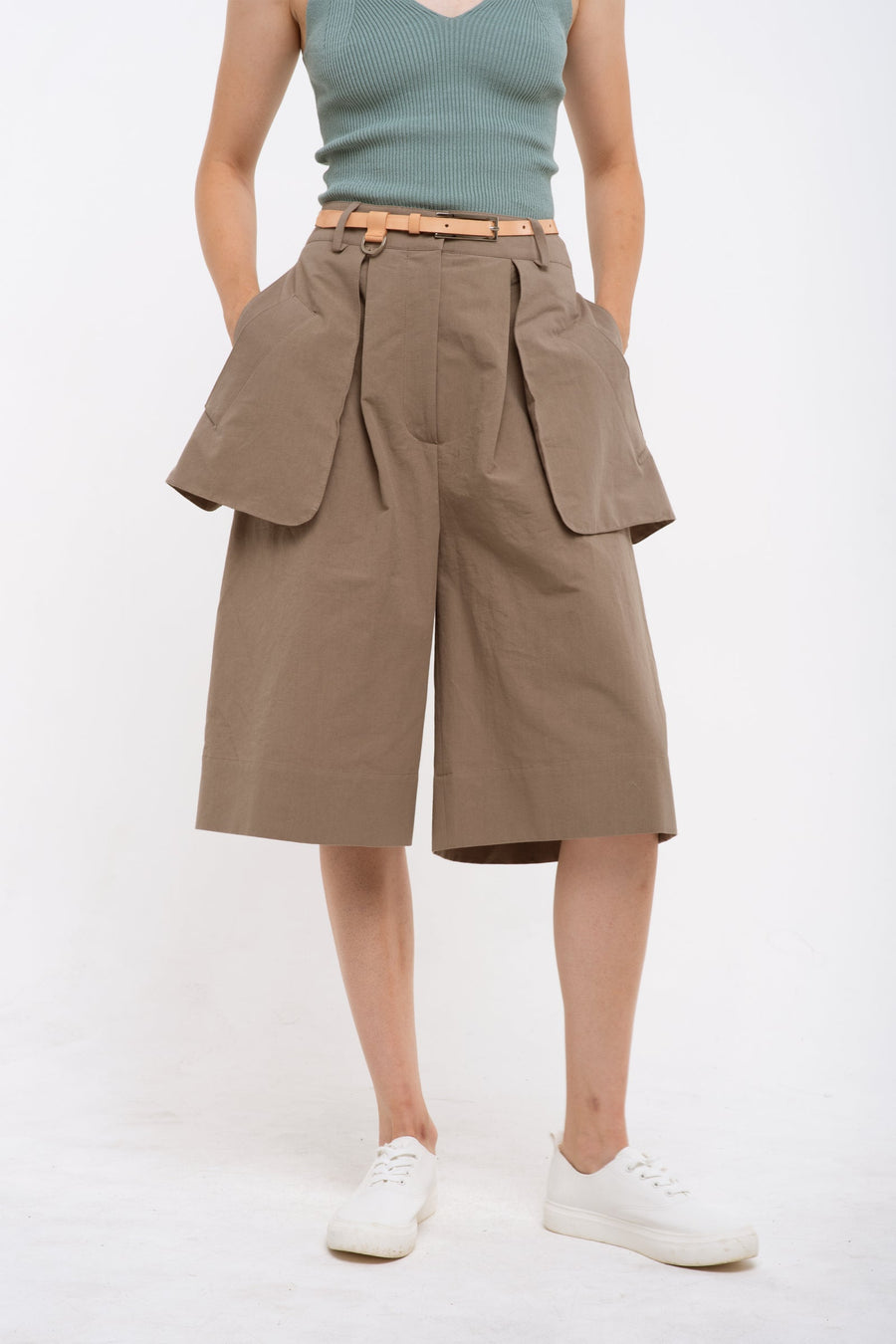 Natural skinny belt with d-ring