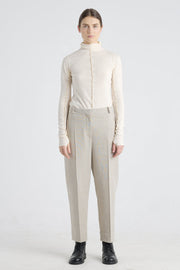 Grey beige wool bow leg pants