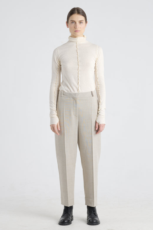 Grey beige wool bow leg pants