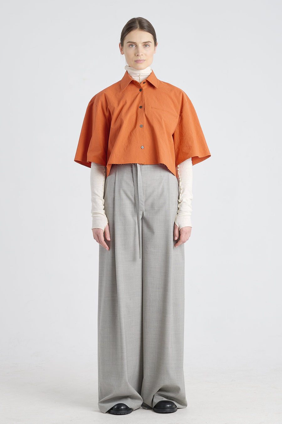 Rust cotton crop shirt