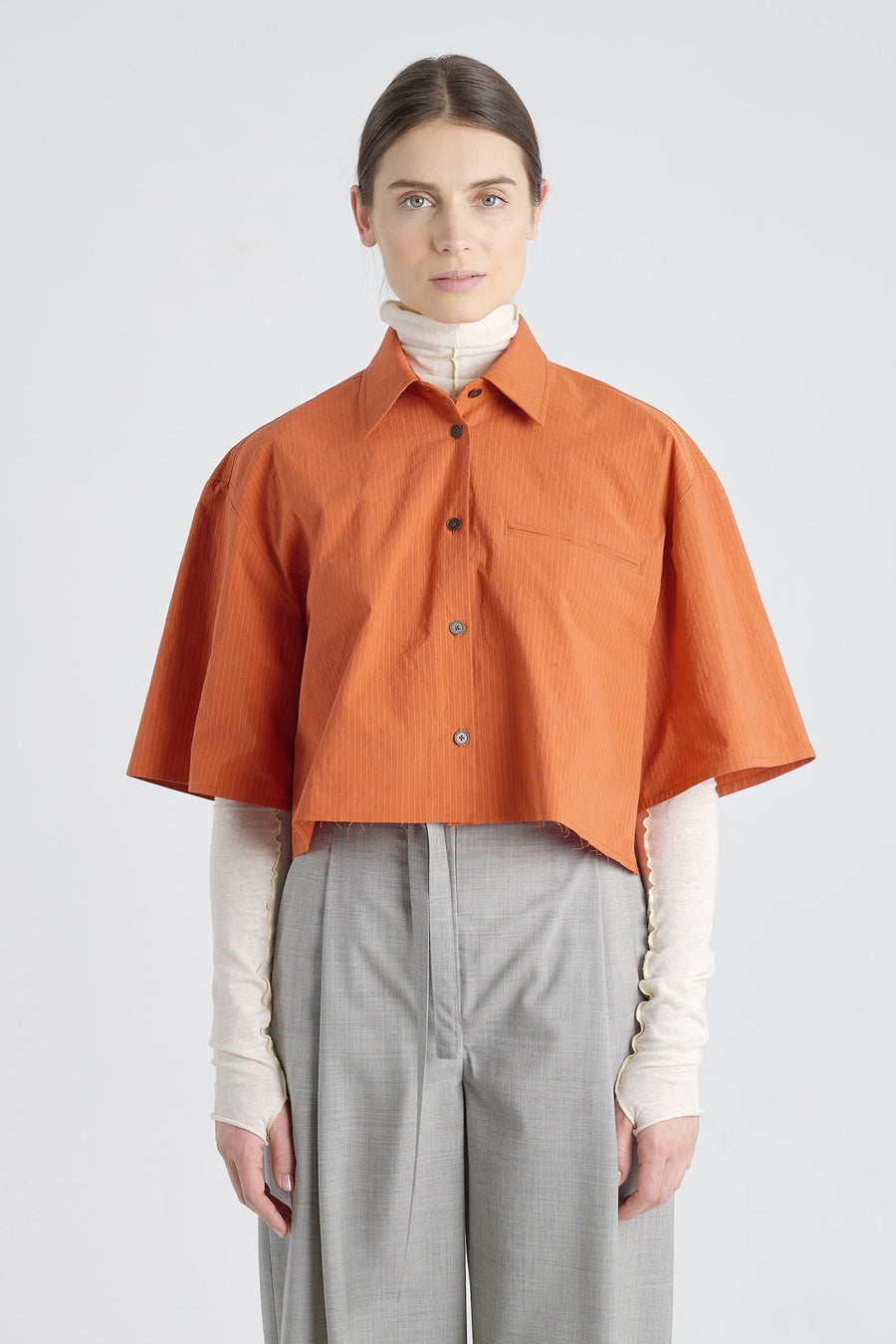 Rust cotton crop shirt