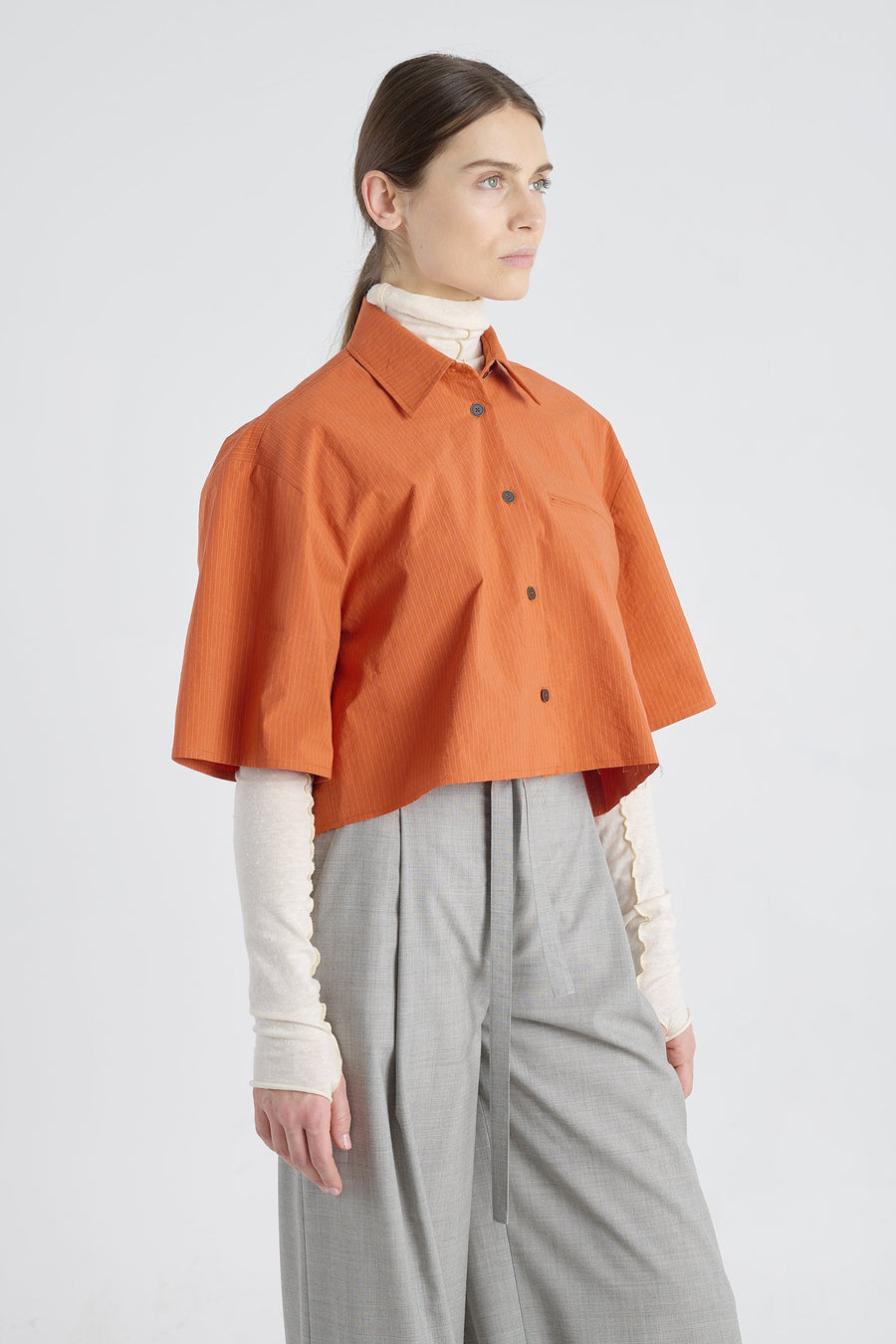 Rust cotton crop shirt