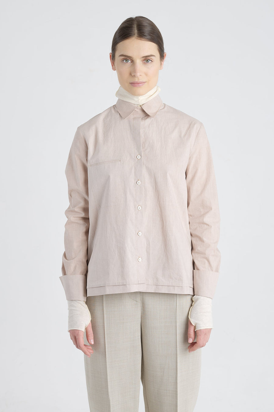 Light brown cotton bio-colored shirt