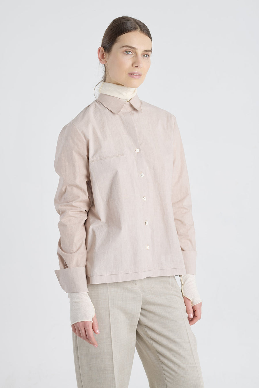 Light brown cotton bio-colored shirt
