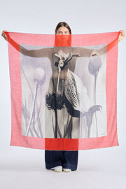 Warm grey wool photo print scarf