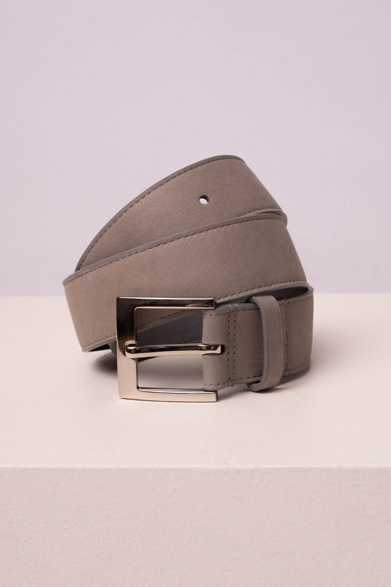 Stone grey leather waist belt