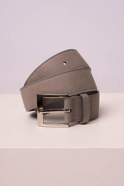 Stone grey leather waist belt