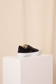 Black split calf suede leather sneakers