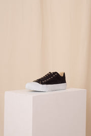 Black split calf suede leather sneakers