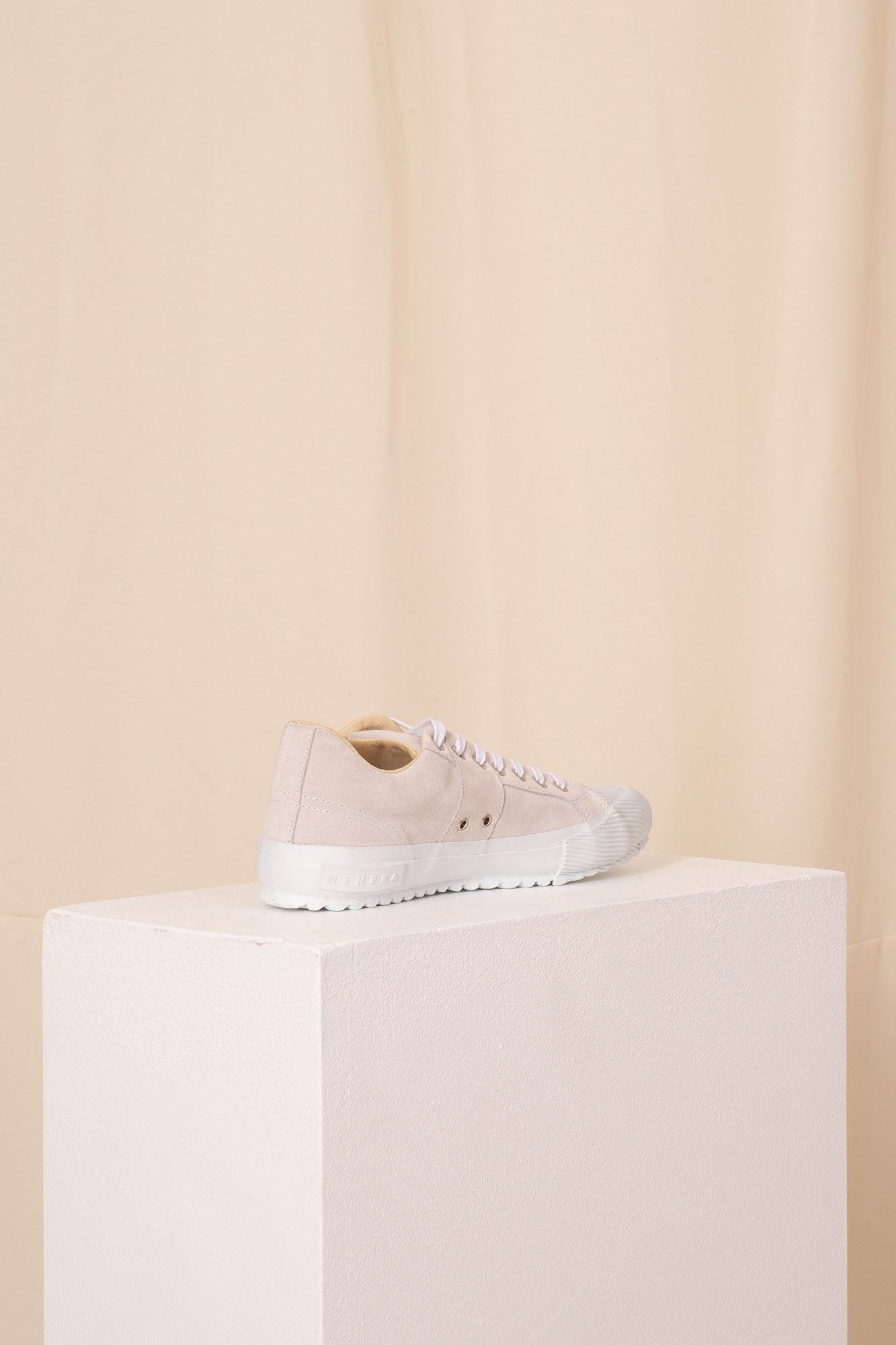 White grey suede leather sneakers